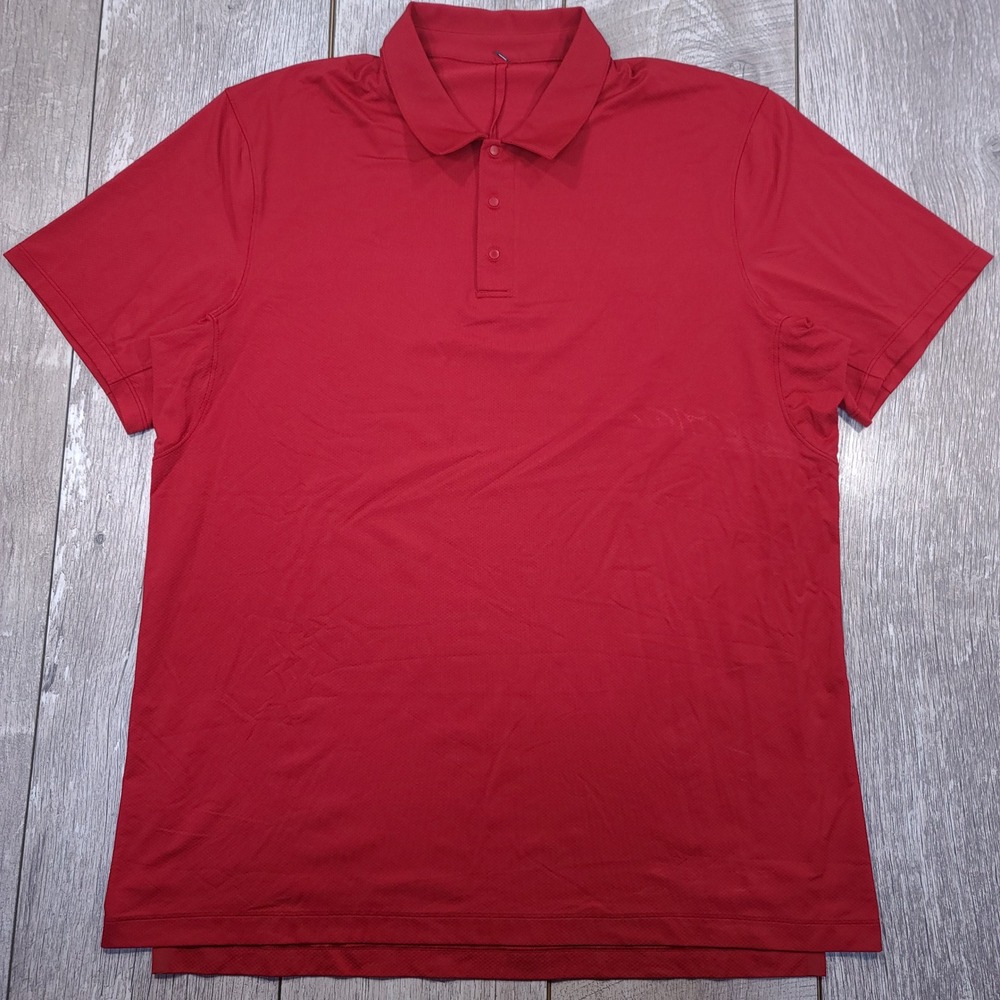 Lululemon Snap Front Polo Shirt Men XL Red Performance Short Sleeve Athletic